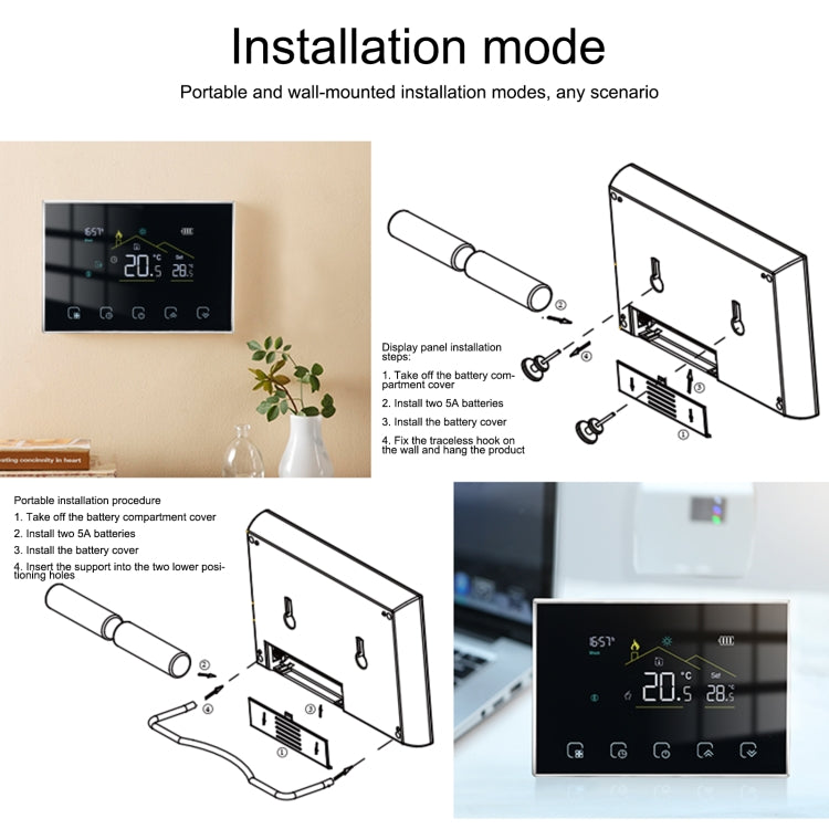 BHT-8000RF-VA- GBW Wireless Smart LED Screen Thermostat With WiFi, Specification:Electric Heating - Consumer Electronics by buy2fix | Online Shopping UK | buy2fix