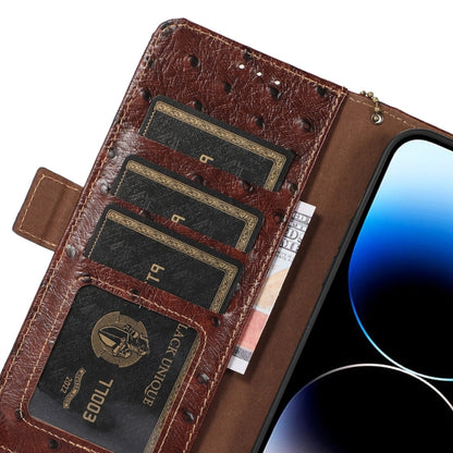 For Nokia G22 4G Ostrich Pattern Genuine Leather RFID Phone Case(Coffee) - Nokia Cases by buy2fix | Online Shopping UK | buy2fix