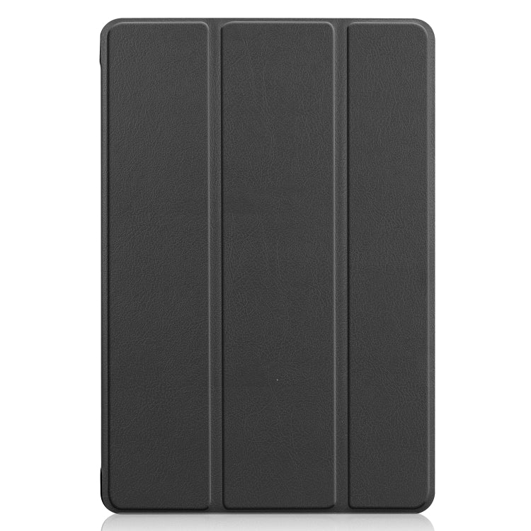 For Huawei MediaPad M5 Lite 10.0 inch Custer Pattern Pure Color Horizontal Flip Leather Case with Three-folding Holder & with Sleep / Wake-up Function(Black) - Mobile Accessories by buy2fix | Online Shopping UK | buy2fix