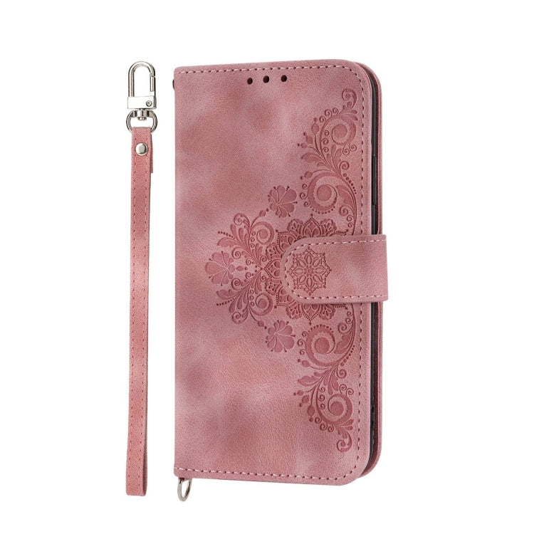 For Xiaomi Redmi 12C/11A Skin-feel Flowers Embossed Wallet Leather Phone Case(Pink) - Xiaomi Cases by buy2fix | Online Shopping UK | buy2fix