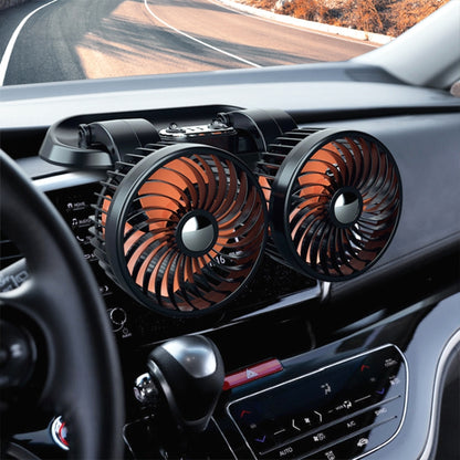 F622U Car Creative Folding Rotatable Double Head Electric Cooling Fan with Dual USB Charging Port, Style:24V Cigarette Lighter - In Car by buy2fix | Online Shopping UK | buy2fix