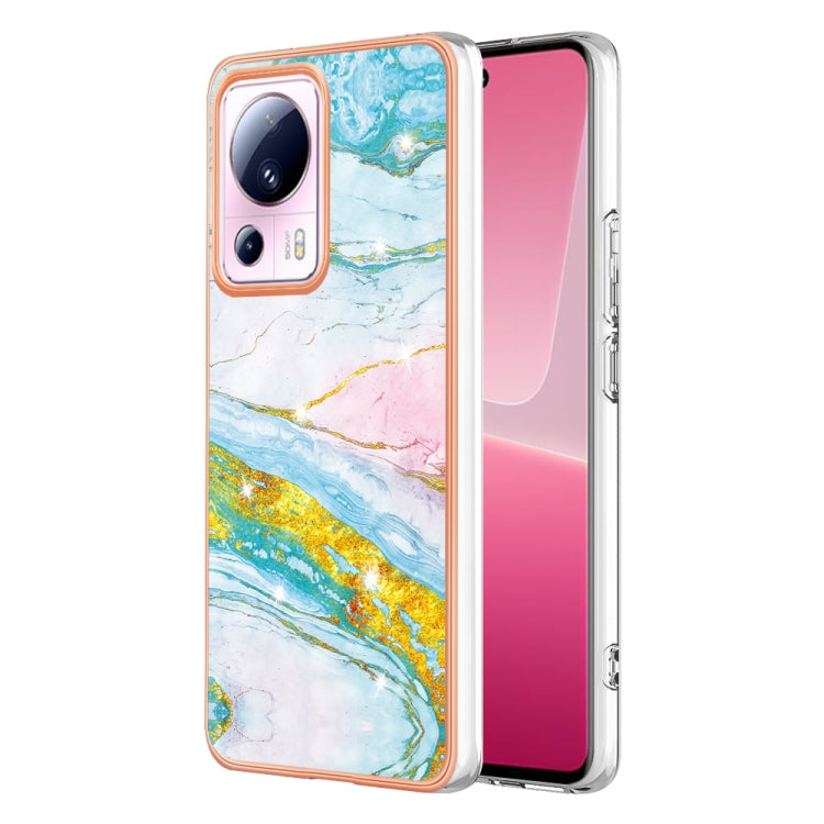 For Xiaomi 13 Lite 5G Electroplating Marble Dual-side IMD Phone Case(Green 004) - 13 Lite Cases by buy2fix | Online Shopping UK | buy2fix