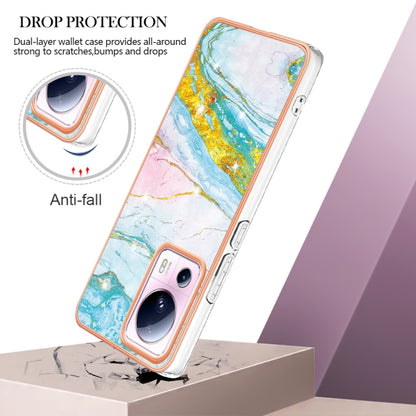 For Xiaomi 13 Lite 5G Electroplating Marble Dual-side IMD Phone Case(Green 004) - 13 Lite Cases by buy2fix | Online Shopping UK | buy2fix