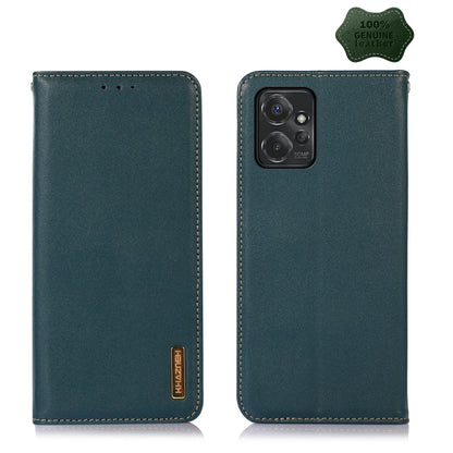 For Motorola Moto G Power 2023 KHAZNEH Nappa Top Layer Cowhide Leather Phone Case(Green) - Motorola Cases by buy2fix | Online Shopping UK | buy2fix