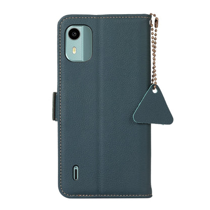 For Nokia C12 4G Side-Magnetic TJ Genuine Leather RFID Phone Case(Green) - Honor Cases by buy2fix | Online Shopping UK | buy2fix