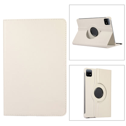 For Xiaomi Pad 6 / Pad 6 Pro 360 Degree Rotation Litchi Texture Leather Tablet Case(White) -  by buy2fix | Online Shopping UK | buy2fix