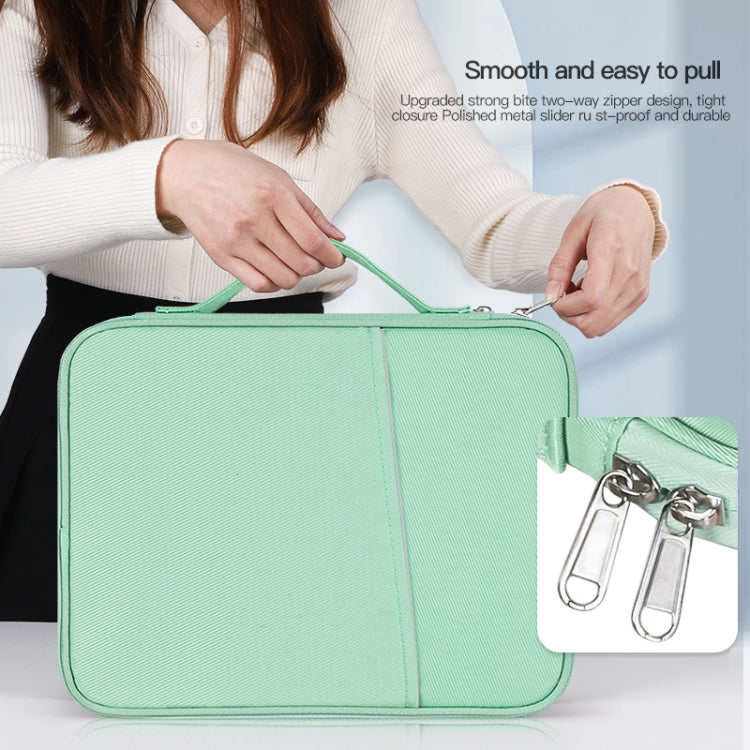 For 9.7-11 inch Laptop Portable Cloth Texture Leather Bag(Green) -  by buy2fix | Online Shopping UK | buy2fix