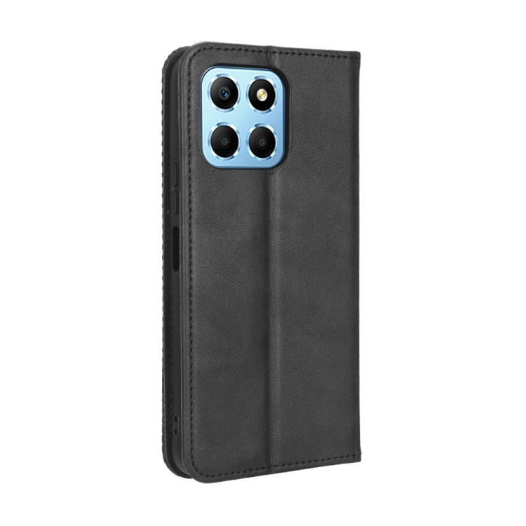 For Honor 70 Lite / X6 4G Magnetic Buckle Retro Texture Leather Phone Case(Black) - Honor Cases by buy2fix | Online Shopping UK | buy2fix