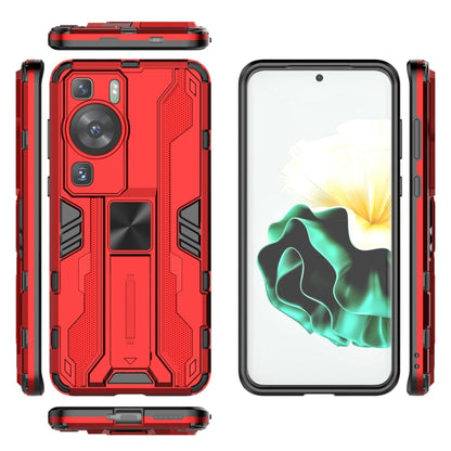 For Huawei P60 / P60 Pro Supersonic Holder PC Soft TPU Phone Case(Red) - Huawei Cases by buy2fix | Online Shopping UK | buy2fix