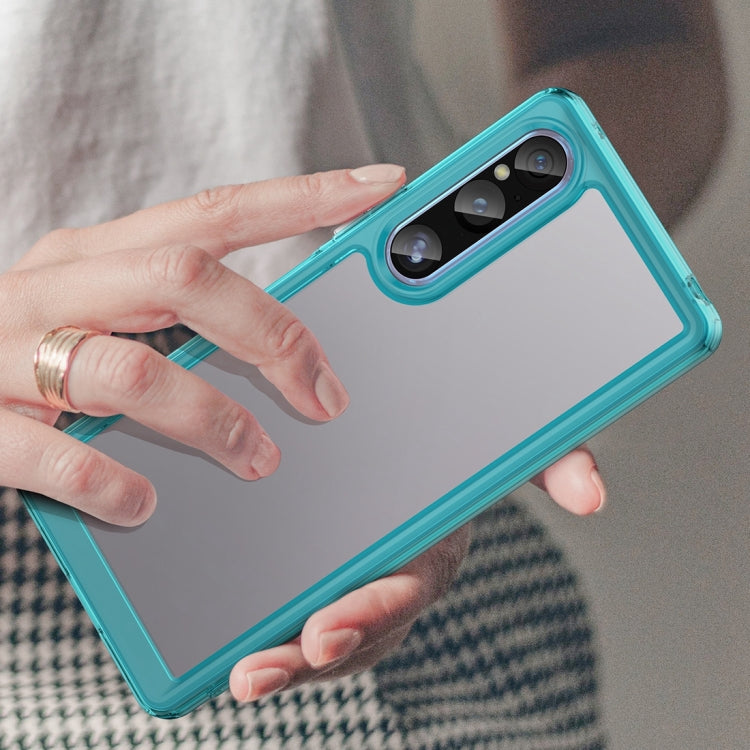 For Sony Xperia 1 V Colorful Series Acrylic + TPU Phone Case(Transparent Blue) - Sony Cases by buy2fix | Online Shopping UK | buy2fix