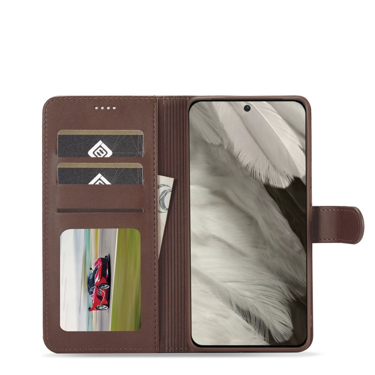 For Google Pixel 7a LC.IMEEKE Calf Texture Flip Leather Phone Case(Brown) - Google Cases by LC.IMEEKE | Online Shopping UK | buy2fix