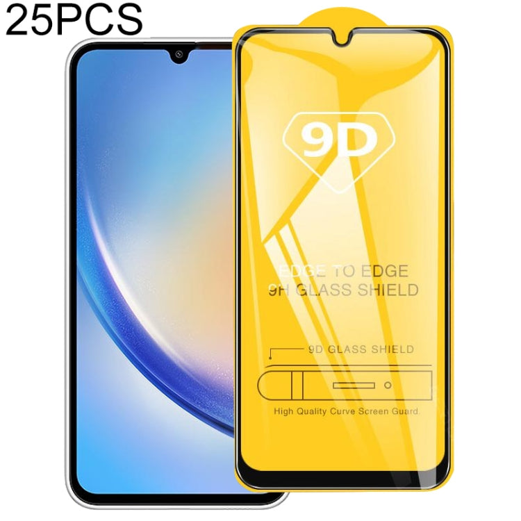 For Samsung Galaxy A34 5G 25pcs 9D Full Glue Full Screen Tempered Glass Film - Galaxy Tempered Glass by buy2fix | Online Shopping UK | buy2fix