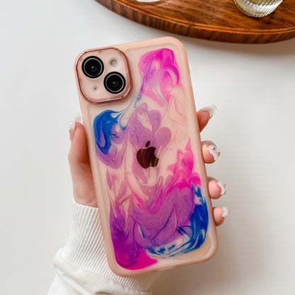 For iPhone 14 Plus Oil Painting Electroplating TPU Phone Case(Pink) - iPhone 14 Plus Cases by buy2fix | Online Shopping UK | buy2fix