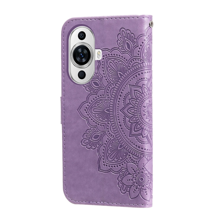 For Huawei nova 11 7-petal Flowers Embossing Leather Phone Case(Light Purple) - Huawei Cases by buy2fix | Online Shopping UK | buy2fix