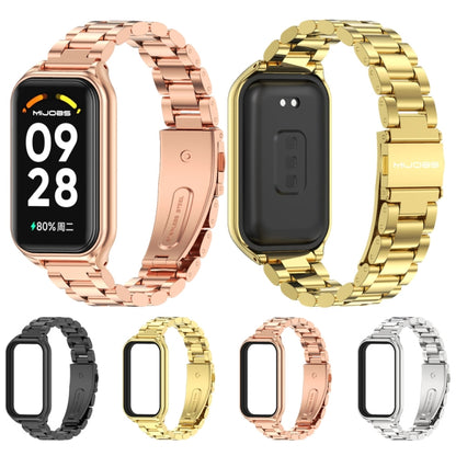 For Xiaomi Smart Band 8 Active / Redmi Band 2 Mijobs Metal Shell + Three-Bead Stainless Steel Watch Band(Gold) - Watch Bands by MIJOBS | Online Shopping UK | buy2fix