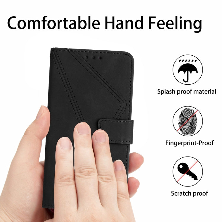 For Xiaomi POCO F4 5G Stitching Embossed Leather Phone Case(Black) - Xiaomi Cases by buy2fix | Online Shopping UK | buy2fix