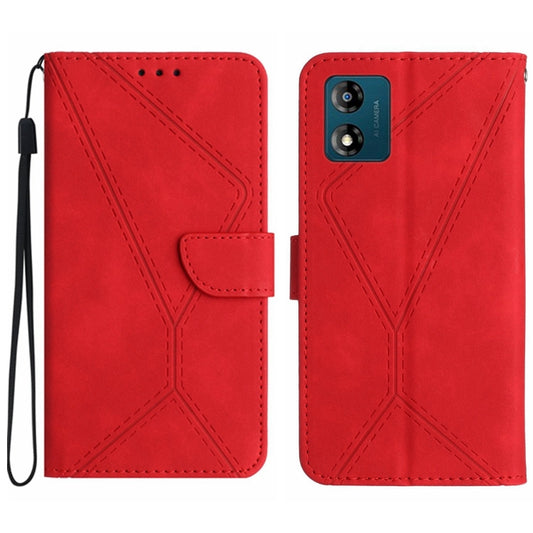 For Motorola Moto E13 4G Stitching Embossed Leather Phone Case(Red) - Motorola Cases by buy2fix | Online Shopping UK | buy2fix