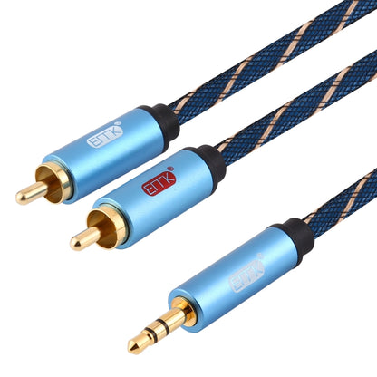 EMK 3.5mm Jack Male to 2 x RCA Male Gold Plated Connector Speaker Audio Cable, Cable Length:1.5m(Dark Blue) - Audio Optical Cables by EMK | Online Shopping UK | buy2fix