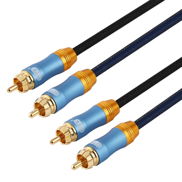 EMK 2 x RCA Male to 2 x RCA Male Gold Plated Connector Nylon Braid Coaxial Audio Cable for TV / Amplifier / Home Theater / DVD, Cable Length:1m(Dark Blue) - Audio Optical Cables by EMK | Online Shopping UK | buy2fix