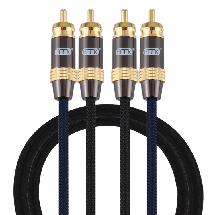 EMK 2 x RCA Male to 2 x RCA Male Gold Plated Connector Nylon Braid Coaxial Audio Cable for TV / Amplifier / Home Theater / DVD, Cable Length:1m(Black) - Audio Optical Cables by EMK | Online Shopping UK | buy2fix