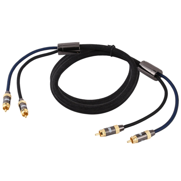 EMK 2 x RCA Male to 2 x RCA Male Gold Plated Connector Nylon Braid Coaxial Audio Cable for TV / Amplifier / Home Theater / DVD, Cable Length:2m(Black) - Audio Optical Cables by EMK | Online Shopping UK | buy2fix