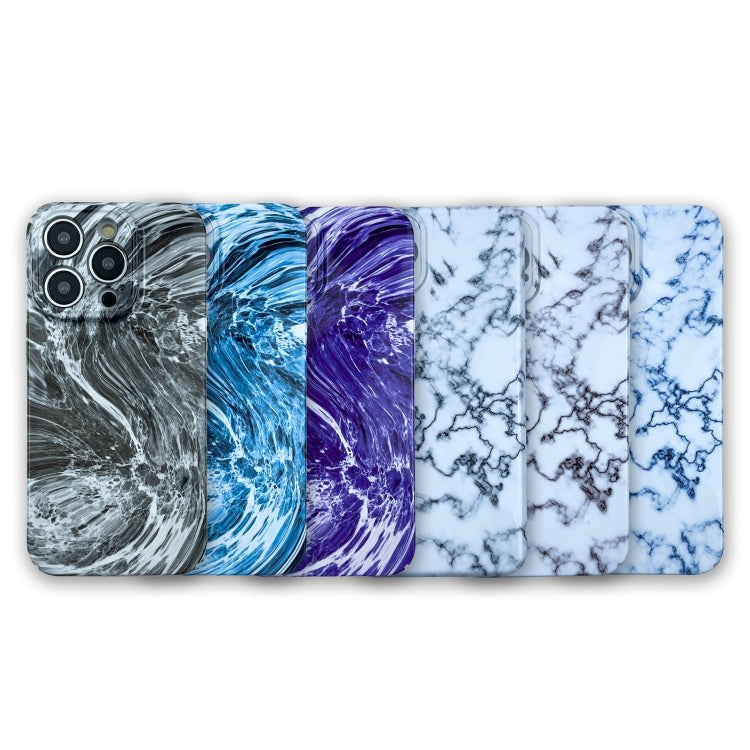 For iPhone 12 Marble Pattern Phone Case(Navy Blue White) - iPhone 12 / 12 Pro Cases by buy2fix | Online Shopping UK | buy2fix