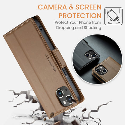 For iPhone 14 CaseMe 023 Butterfly Buckle Litchi Texture RFID Anti-theft Leather Phone Case(Brown) - iPhone 14 Cases by CaseMe | Online Shopping UK | buy2fix