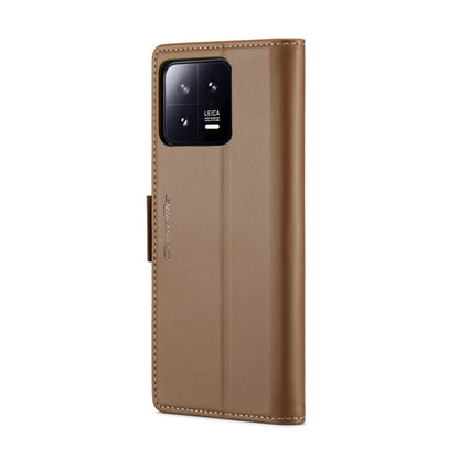 For Xiaomi 13 CaseMe 023 Butterfly Buckle Litchi Texture RFID Anti-theft Leather Phone Case(Brown) - 13 Cases by CaseMe | Online Shopping UK | buy2fix