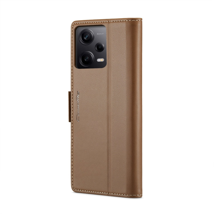 CaseMe 023 Butterfly Buckle Litchi Texture RFID Anti-theft Leather Phone Case For Xiaomi Poco X5 Pro 5G/Redmi Note 12 Pro 5G Global(Brown) - Xiaomi Cases by CaseMe | Online Shopping UK | buy2fix