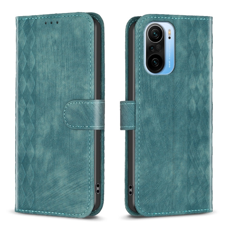 For Xiaomi 11i / Redmi K40 Plaid Embossed Leather Phone Case(Green) - Xiaomi Cases by buy2fix | Online Shopping UK | buy2fix