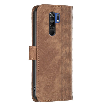 For Xiaomi Redmi 9 Plaid Embossed Leather Phone Case(Brown) - Xiaomi Cases by buy2fix | Online Shopping UK | buy2fix