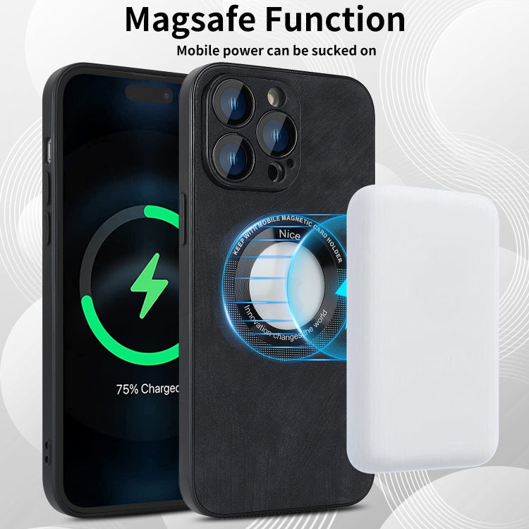 For iPhone 13 Pro Skin Feel Leather MagSafe Magnetic Phone Case(Black) - iPhone 13 Pro Cases by buy2fix | Online Shopping UK | buy2fix