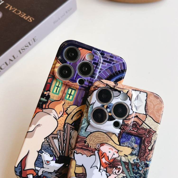 For iPhone 12 Pro Precise Hole Oil Painting Pattern PC Phone Case(Tower) - iPhone 12 / 12 Pro Cases by buy2fix | Online Shopping UK | buy2fix