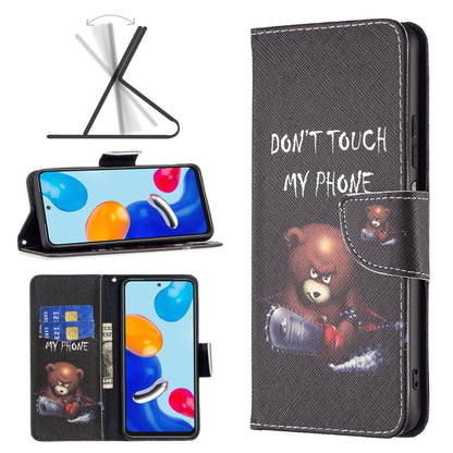 For Xiaomi Redmi Note 12S 4G / Note 11 Colored Drawing Pattern Leather Phone Case(Bear) - Xiaomi Cases by buy2fix | Online Shopping UK | buy2fix