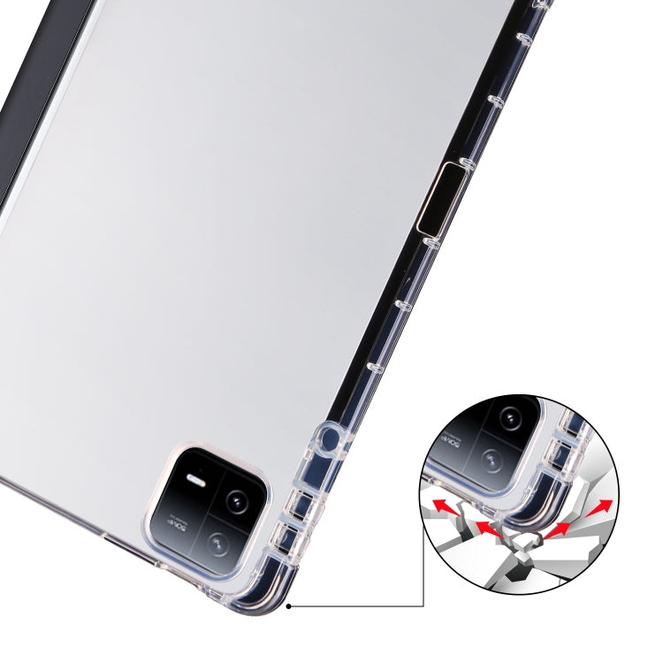 For Xiaomi Pad 6 / 6 Pro 3-fold Clear TPU Smart Leather Tablet Case with Pen Slot(Black) -  by buy2fix | Online Shopping UK | buy2fix