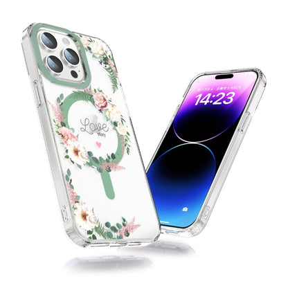 For iPhone 12 MagSafe Magnetic TPU Phone Case(White Pink Rose) - iPhone 12 / 12 Pro Cases by buy2fix | Online Shopping UK | buy2fix