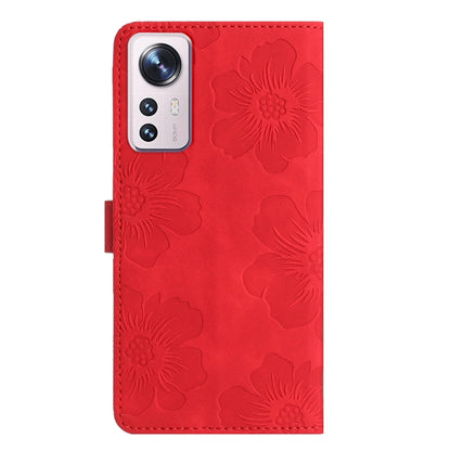 For Xiaomi 12 Pro Flower Embossing Pattern Leather Phone Case(Red) - 12 Pro Cases by buy2fix | Online Shopping UK | buy2fix