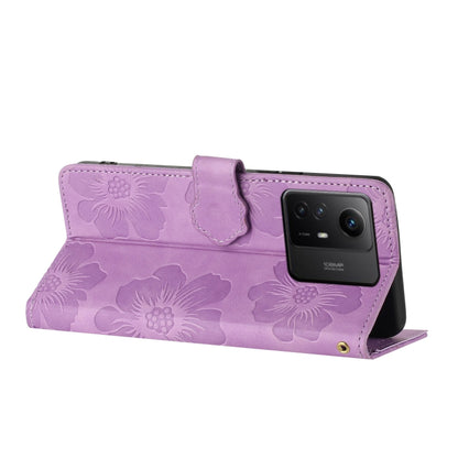 For Xiaomi Redmi Note 12S Flower Embossing Pattern Leather Phone Case(Purple) - Xiaomi Cases by buy2fix | Online Shopping UK | buy2fix