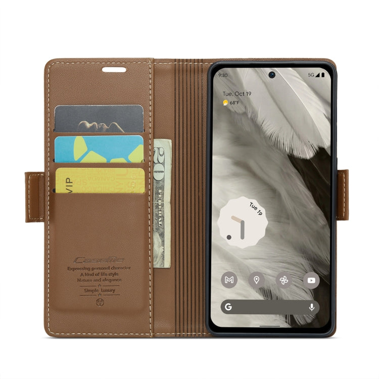 For Google Pixel 8 CaseMe 023 Butterfly Buckle Litchi Texture RFID Anti-theft Leather Phone Case(Brown) - Google Cases by CaseMe | Online Shopping UK | buy2fix