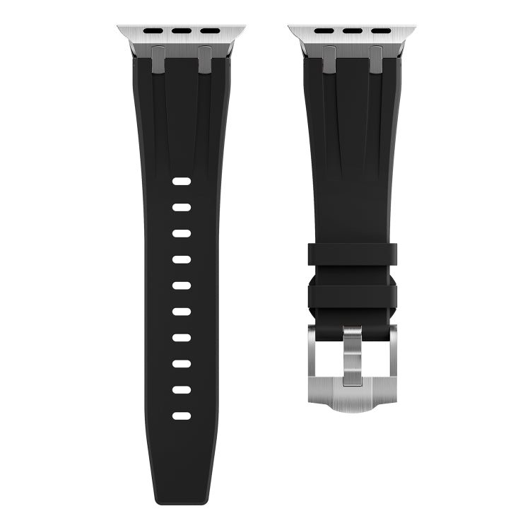 AP Silicone Watch Band For Apple Watch 7 41mm(Silver Black) - Watch Bands by buy2fix | Online Shopping UK | buy2fix