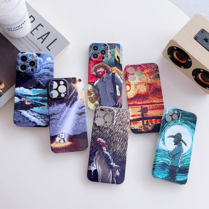 For iPhone 13 mini Precise Hole Oil Painting Pattern PC Phone Case(Rain) - iPhone 13 mini Cases by buy2fix | Online Shopping UK | buy2fix