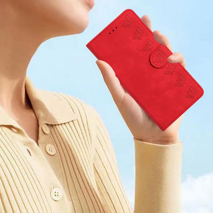 For Xiaomi 13 Seven Butterflies Embossed Leather Phone Case(Red) - 13 Cases by buy2fix | Online Shopping UK | buy2fix