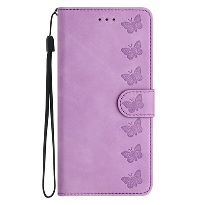 For Xiaomi Redmi Note 11 Pro 5G Global Seven Butterflies Embossed Leather Phone Case(Purple) - Redmi Note 11 Pro Case by buy2fix | Online Shopping UK | buy2fix