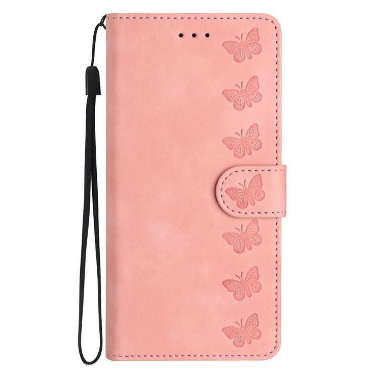For Xiaomi Redmi Note 11 5G Seven Butterflies Embossed Leather Phone Case(Pink) - Redmi Note 11 Case by buy2fix | Online Shopping UK | buy2fix