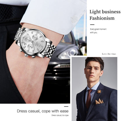 OLEVS 2858 Men Multifunctional Business Waterproof Quartz Watch(Black) - Metal Strap Watches by OLEVS | Online Shopping UK | buy2fix