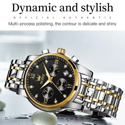 OLEVS 2858 Men Multifunctional Business Waterproof Quartz Watch(Blue + Gold) - Metal Strap Watches by OLEVS | Online Shopping UK | buy2fix