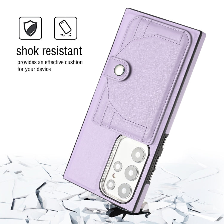 For Samsung Galaxy S23 Ultra Shockproof Leather Phone Case with Card Holder(Purple) - Galaxy S23 Ultra 5G Cases by buy2fix | Online Shopping UK | buy2fix