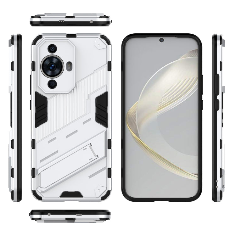 For Huawei nova 11 4G Punk Armor 2 in 1 PC + TPU Phone Case with Holder(White) - Huawei Cases by buy2fix | Online Shopping UK | buy2fix