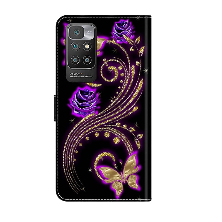 For Xiaomi Redmi 10 Crystal 3D Shockproof Protective Leather Phone Case(Purple Flower Butterfly) - Xiaomi Cases by buy2fix | Online Shopping UK | buy2fix
