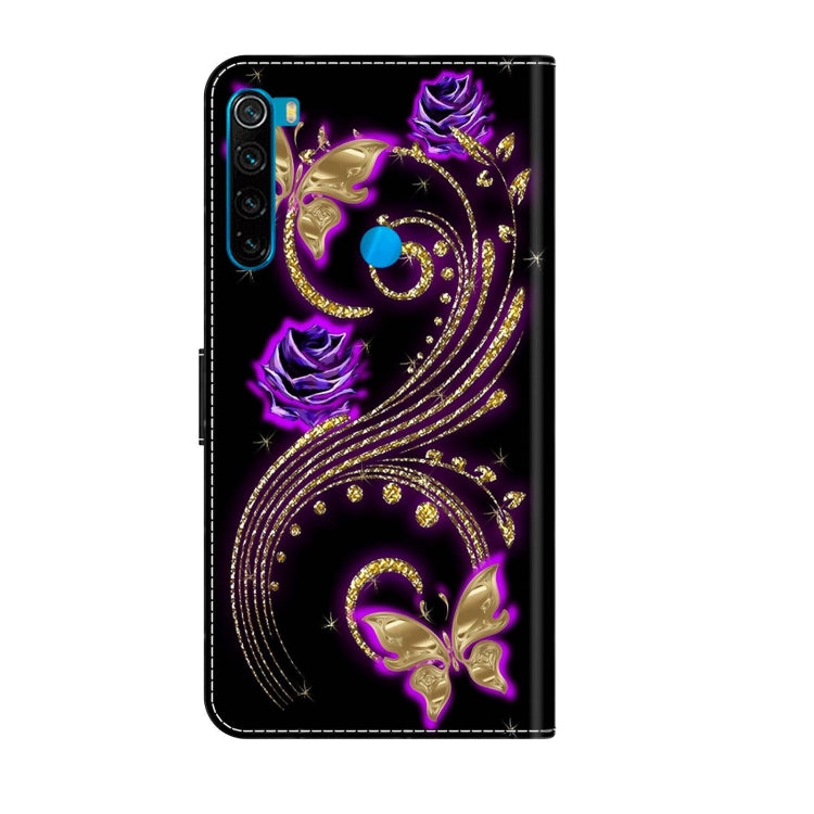 For Xiaomi Redmi Note 8 Crystal 3D Shockproof Protective Leather Phone Case(Purple Flower Butterfly) - Xiaomi Cases by buy2fix | Online Shopping UK | buy2fix